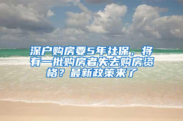 深户购房要5年社保，将有一批购房者失去购房资格？最新政策来了