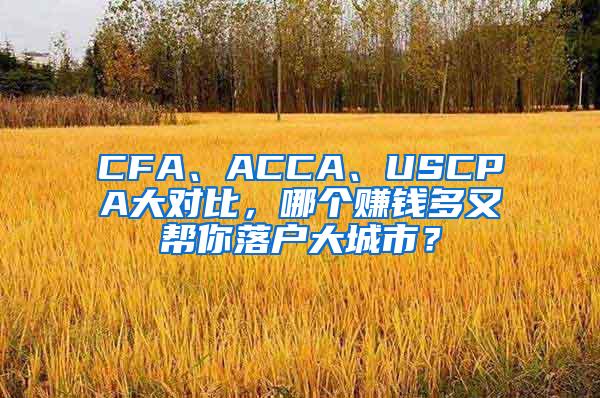 CFA、ACCA、USCPA大对比，哪个赚钱多又帮你落户大城市？