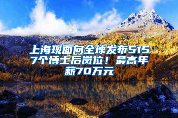 上海现面向全球发布5157个博士后岗位！最高年薪70万元