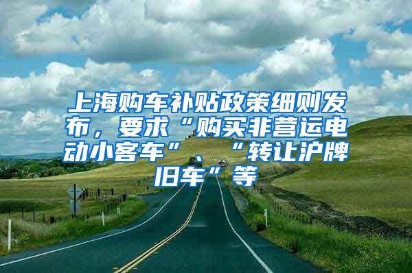 上海购车补贴政策细则发布，要求“购买非营运电动小客车”、“转让沪牌旧车”等