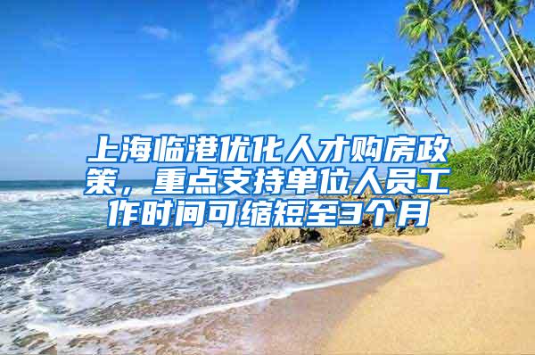 上海临港优化人才购房政策，重点支持单位人员工作时间可缩短至3个月