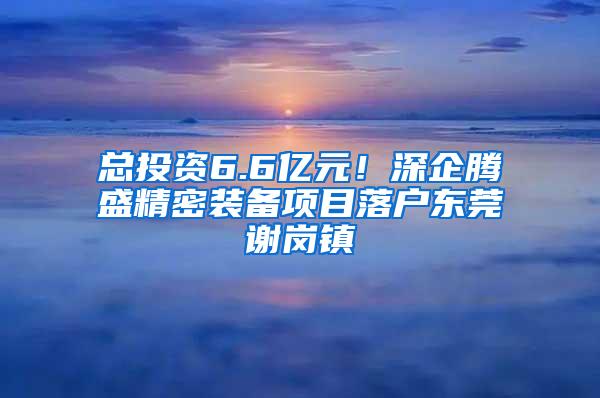 总投资6.6亿元！深企腾盛精密装备项目落户东莞谢岗镇