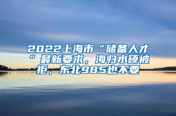 2022上海市“储备人才”最新要求，海归水硕被拒，东北985也不要