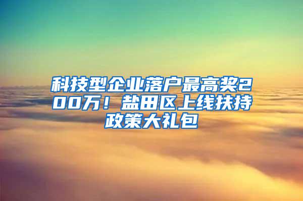 科技型企业落户最高奖200万！盐田区上线扶持政策大礼包