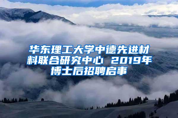 华东理工大学中德先进材料联合研究中心 2019年博士后招聘启事