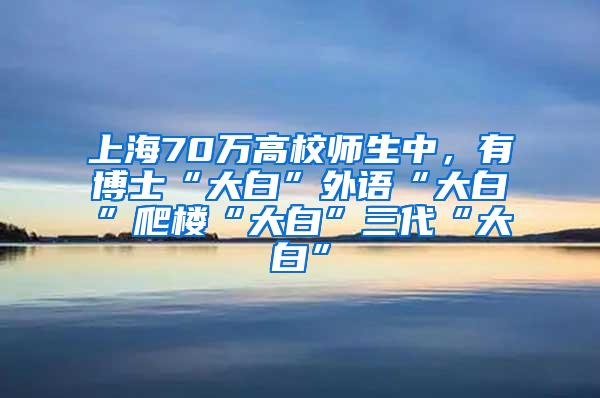 上海70万高校师生中，有博士“大白”外语“大白”爬楼“大白”三代“大白”