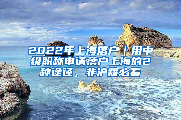 2022年上海落户｜用中级职称申请落户上海的2种途径，非沪籍必看