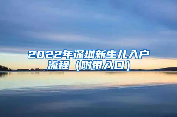 2022年深圳新生儿入户流程（附带入口）