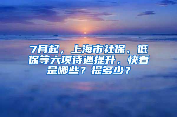 7月起，上海市社保、低保等六项待遇提升，快看是哪些？提多少？