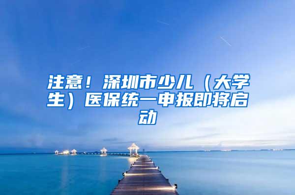 注意！深圳市少儿（大学生）医保统一申报即将启动