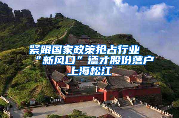 紧跟国家政策抢占行业“新风口”德才股份落户上海松江