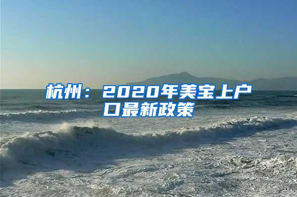 杭州：2020年美宝上户口最新政策