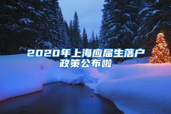 2020年上海应届生落户政策公布啦