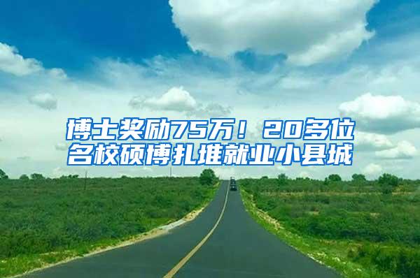 博士奖励75万！20多位名校硕博扎堆就业小县城