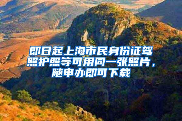 即日起上海市民身份证驾照护照等可用同一张照片，随申办即可下载