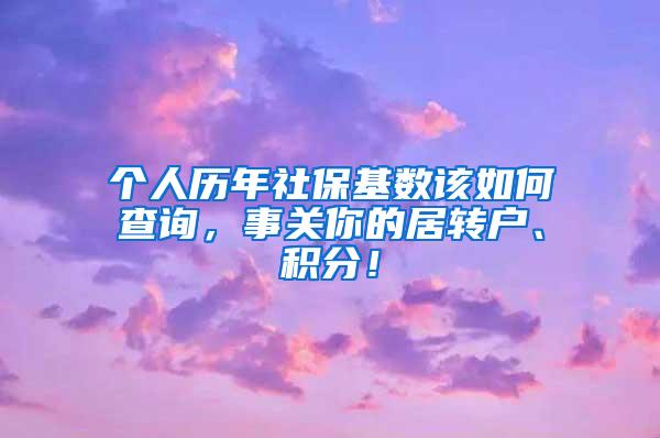 个人历年社保基数该如何查询，事关你的居转户、积分！