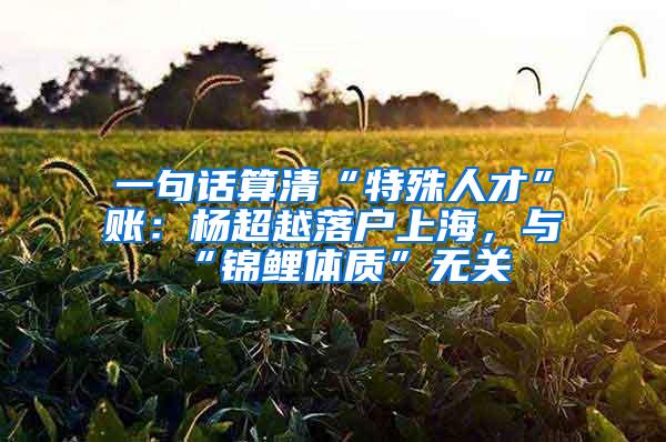 一句话算清“特殊人才”账：杨超越落户上海，与“锦鲤体质”无关