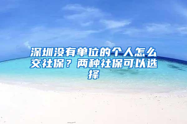 深圳没有单位的个人怎么交社保？两种社保可以选择