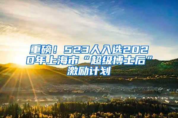 重磅！523人入选2020年上海市“超级博士后”激励计划