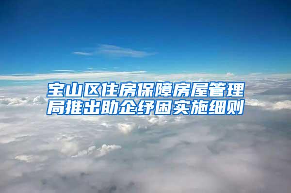 宝山区住房保障房屋管理局推出助企纾困实施细则