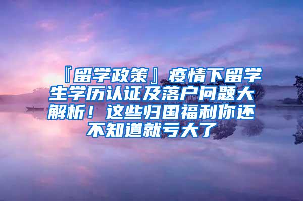 『留学政策』疫情下留学生学历认证及落户问题大解析！这些归国福利你还不知道就亏大了