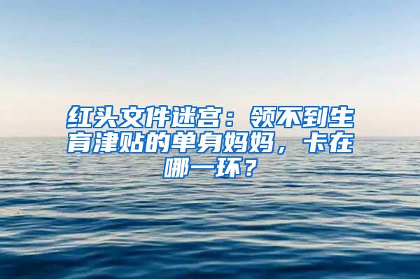 红头文件迷宫：领不到生育津贴的单身妈妈，卡在哪一环？