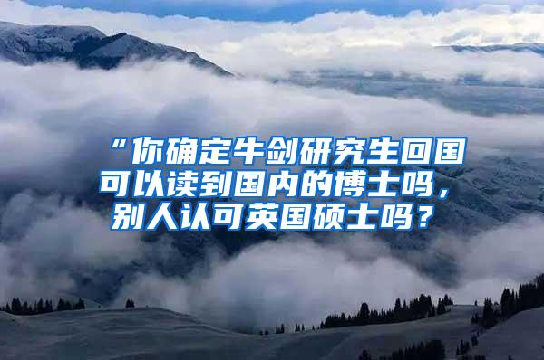 “你确定牛剑研究生回国可以读到国内的博士吗，别人认可英国硕士吗？