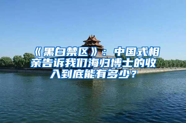 《黑白禁区》：中国式相亲告诉我们海归博士的收入到底能有多少？