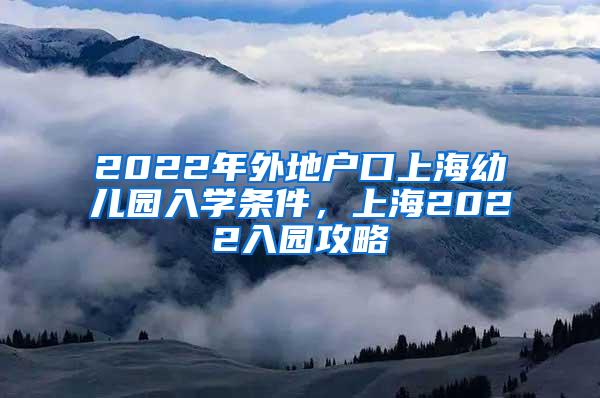 2022年外地户口上海幼儿园入学条件，上海2022入园攻略