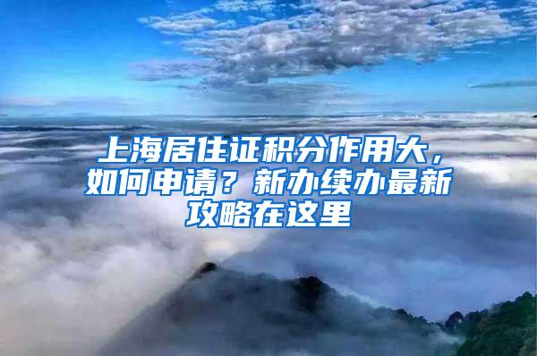 上海居住证积分作用大，如何申请？新办续办最新攻略在这里