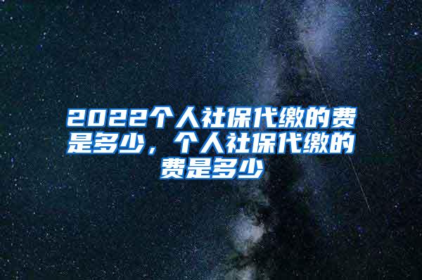 2022个人社保代缴的费是多少，个人社保代缴的费是多少