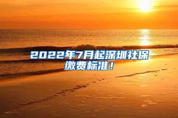 2022年7月起深圳社保缴费标准！