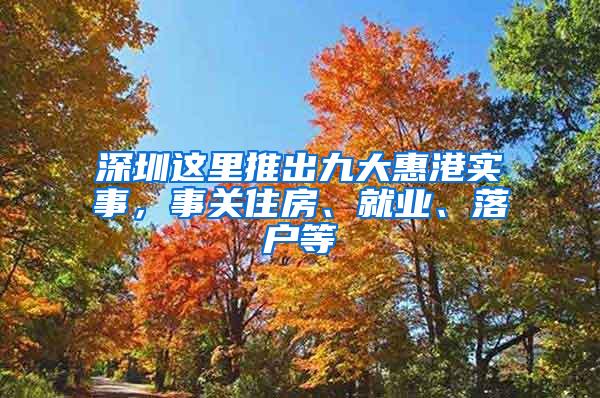 深圳这里推出九大惠港实事，事关住房、就业、落户等