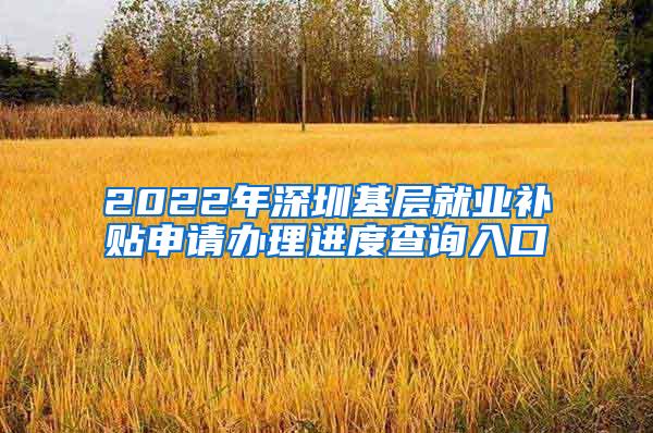 2022年深圳基层就业补贴申请办理进度查询入口