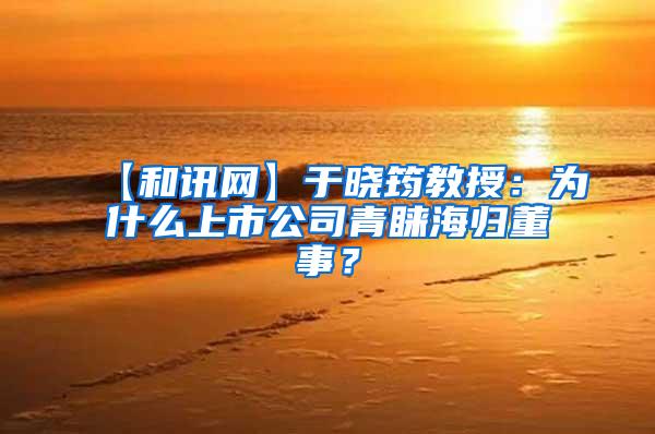 【和讯网】于晓筠教授：为什么上市公司青睐海归董事？