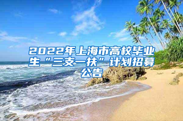 2022年上海市高校毕业生“三支一扶”计划招募公告