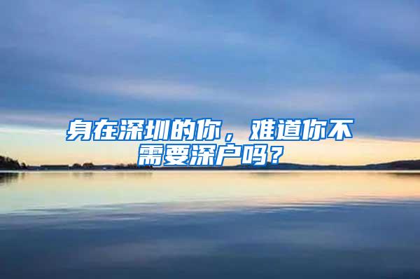 身在深圳的你，难道你不需要深户吗？