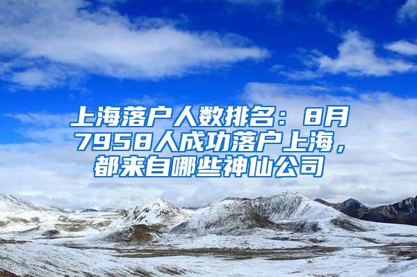 上海落户人数排名：8月7958人成功落户上海，都来自哪些神仙公司