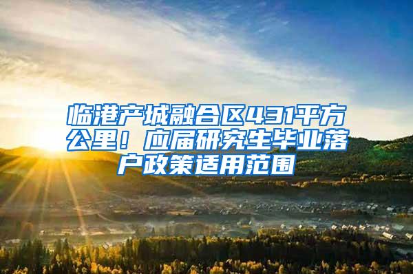 临港产城融合区431平方公里！应届研究生毕业落户政策适用范围