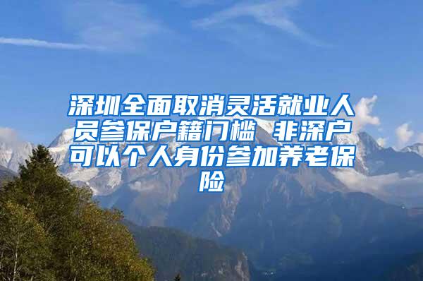深圳全面取消灵活就业人员参保户籍门槛 非深户可以个人身份参加养老保险