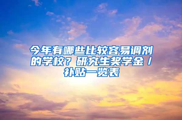 今年有哪些比较容易调剂的学校？研究生奖学金／补贴一览表