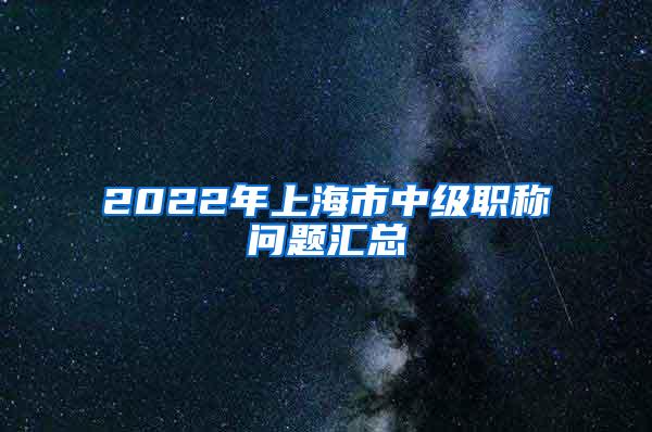 2022年上海市中级职称问题汇总