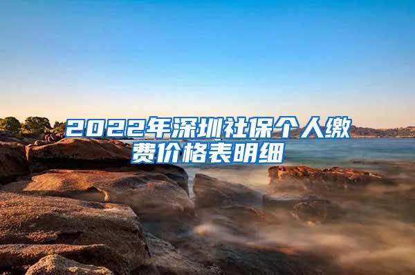 2022年深圳社保个人缴费价格表明细