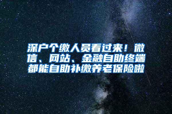 深户个缴人员看过来！微信、网站、金融自助终端都能自助补缴养老保险啦