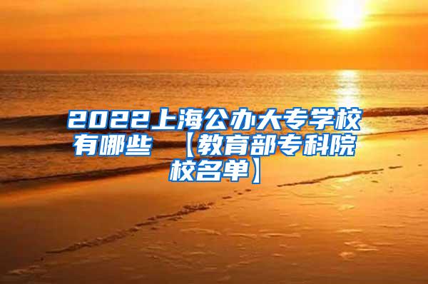 2022上海公办大专学校有哪些 【教育部专科院校名单】