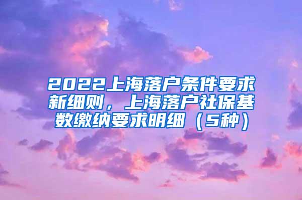 2022上海落户条件要求新细则，上海落户社保基数缴纳要求明细（5种）