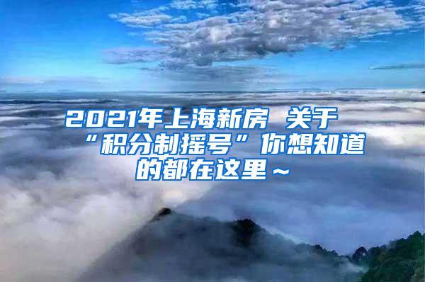 2021年上海新房 关于“积分制摇号”你想知道的都在这里～