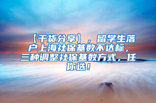 【干货分享】，留学生落户上海社保基数不达标，三种调整社保基数方式，任你选！