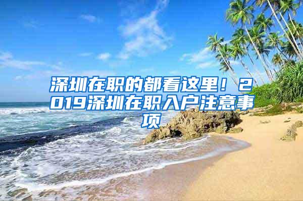 深圳在职的都看这里！2019深圳在职入户注意事项