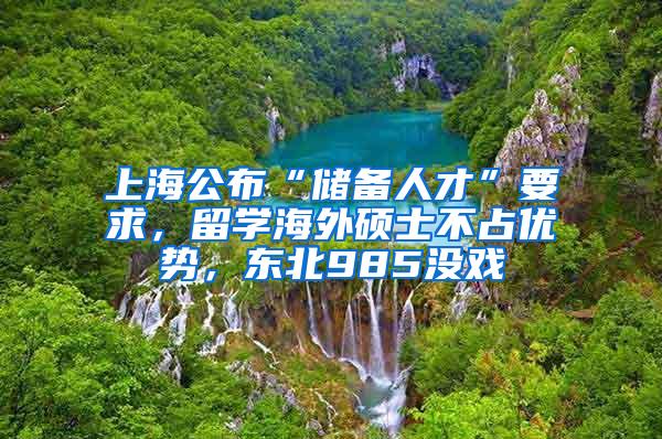 上海公布“储备人才”要求，留学海外硕士不占优势，东北985没戏